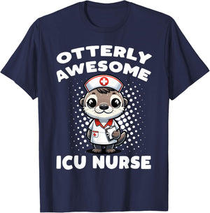 Icu Nurse Otterly Awesome Sea Otter T-Shirt - T-Shirt | Navy