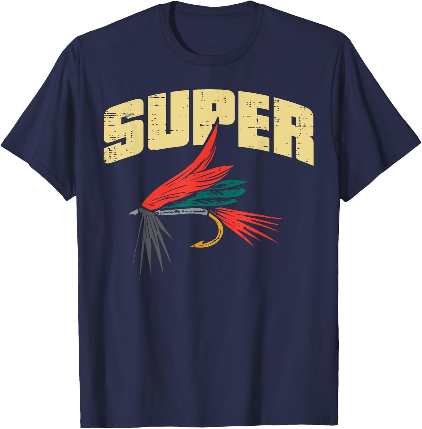 Super Fly Fishing Cool Fish Angler Fisher Fisherman Men Dad T-Shirt - T-Shirt | Navy