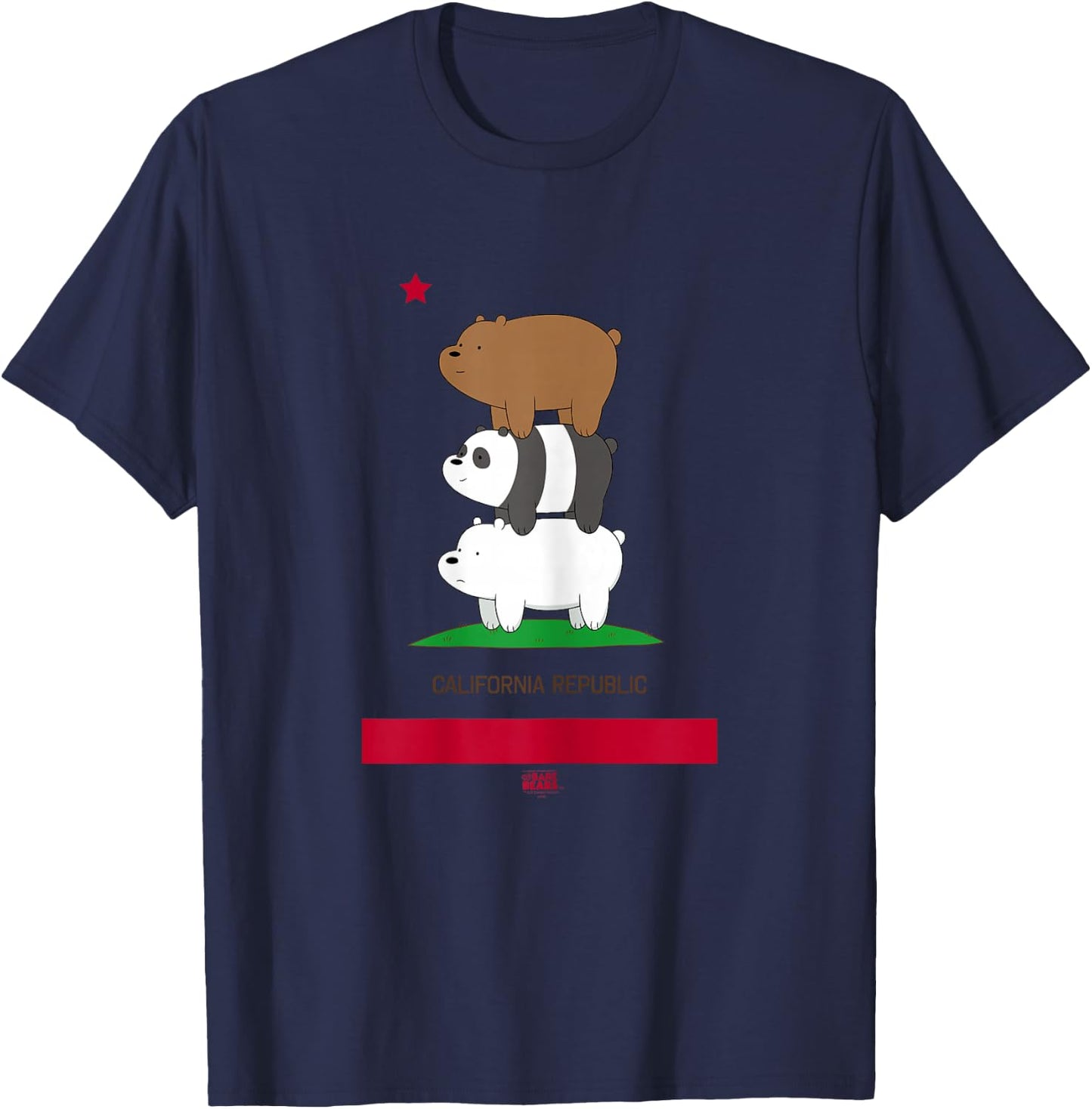 We Bare Bears California Flag T-Shirt - T-Shirt | Navy