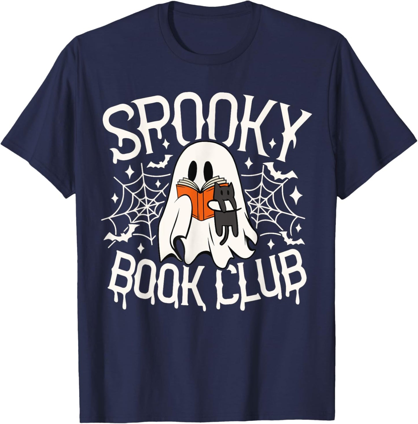 Spooky Book Club Cute Ghost Reading Book Halloween Costume T-Shirt - T-Shirt | Navy