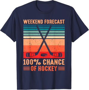 Weekend Forecast 100% Chance of Hockey T-Shirt - T-Shirt | Navy