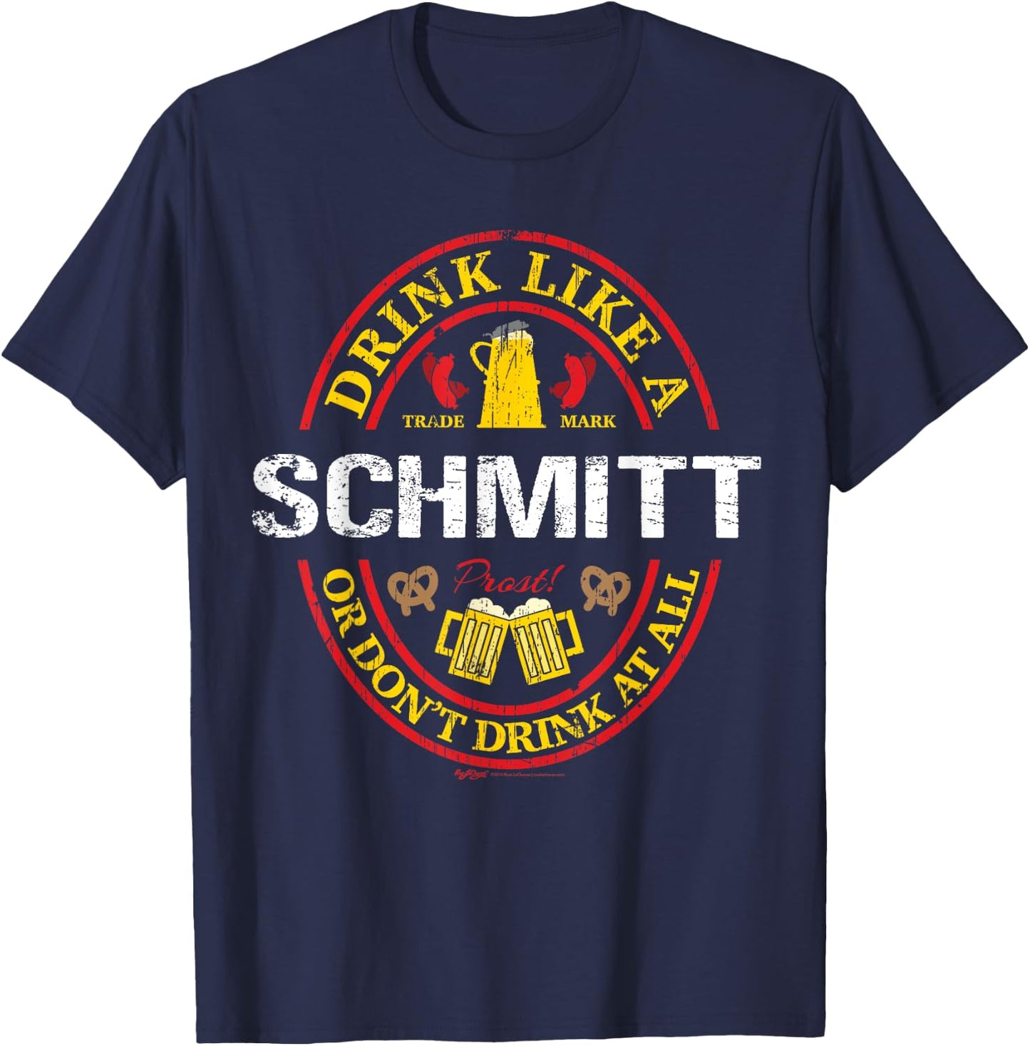Vintage Drink Like A Schmitt Oktoberfest 2021 Drinking T-Shirt - T-Shirt | Navy