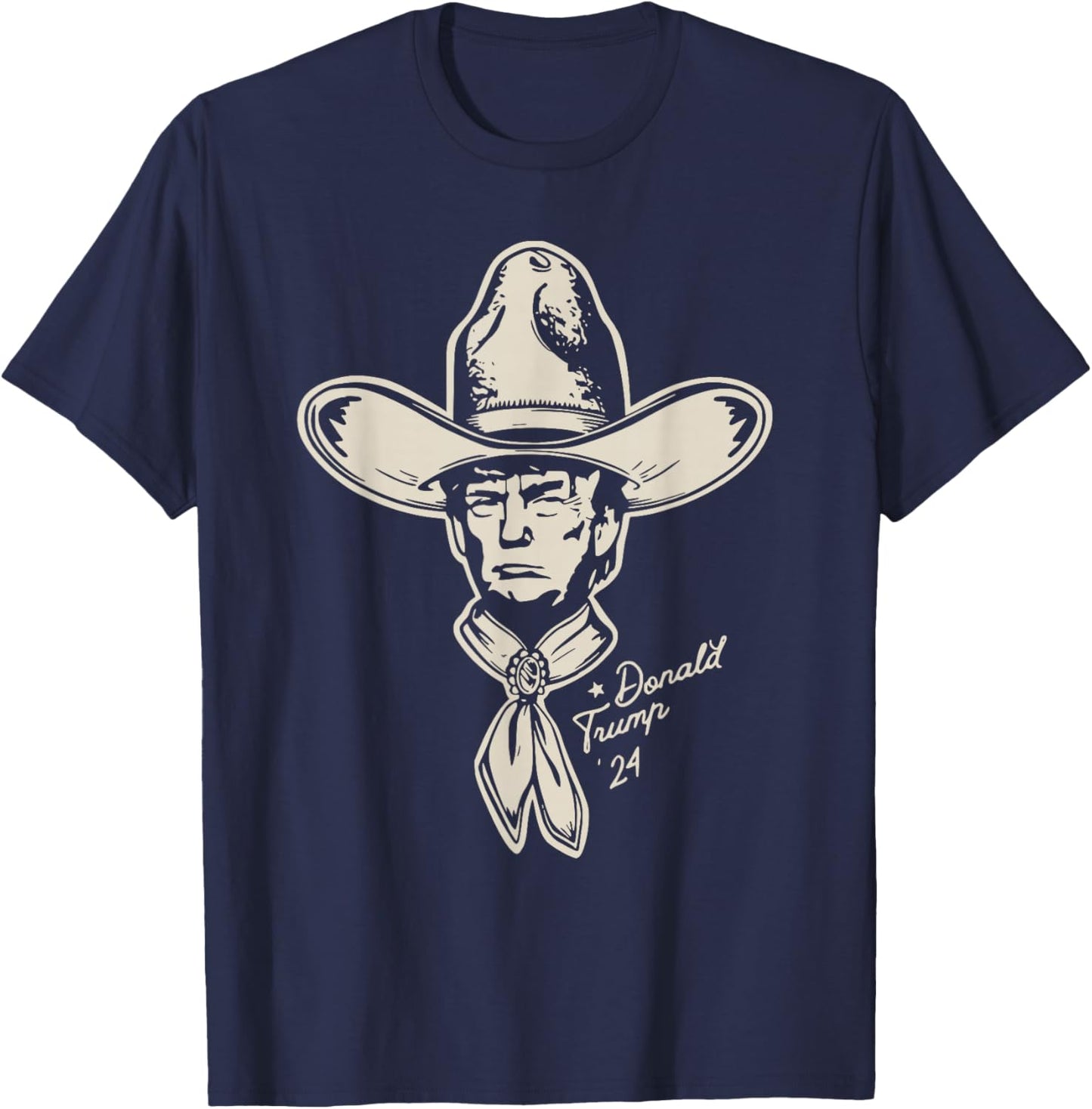 Yeehawin' for Trump 2024 Punchy Western Political Humor Vote T-Shirt - T-Shirt | Navy
