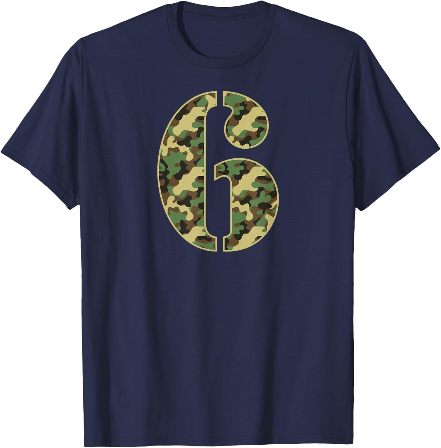 6th Birthday Soldier 6 Year Old Military Themed Camo T-Shirt - T-Shirt | Navy
