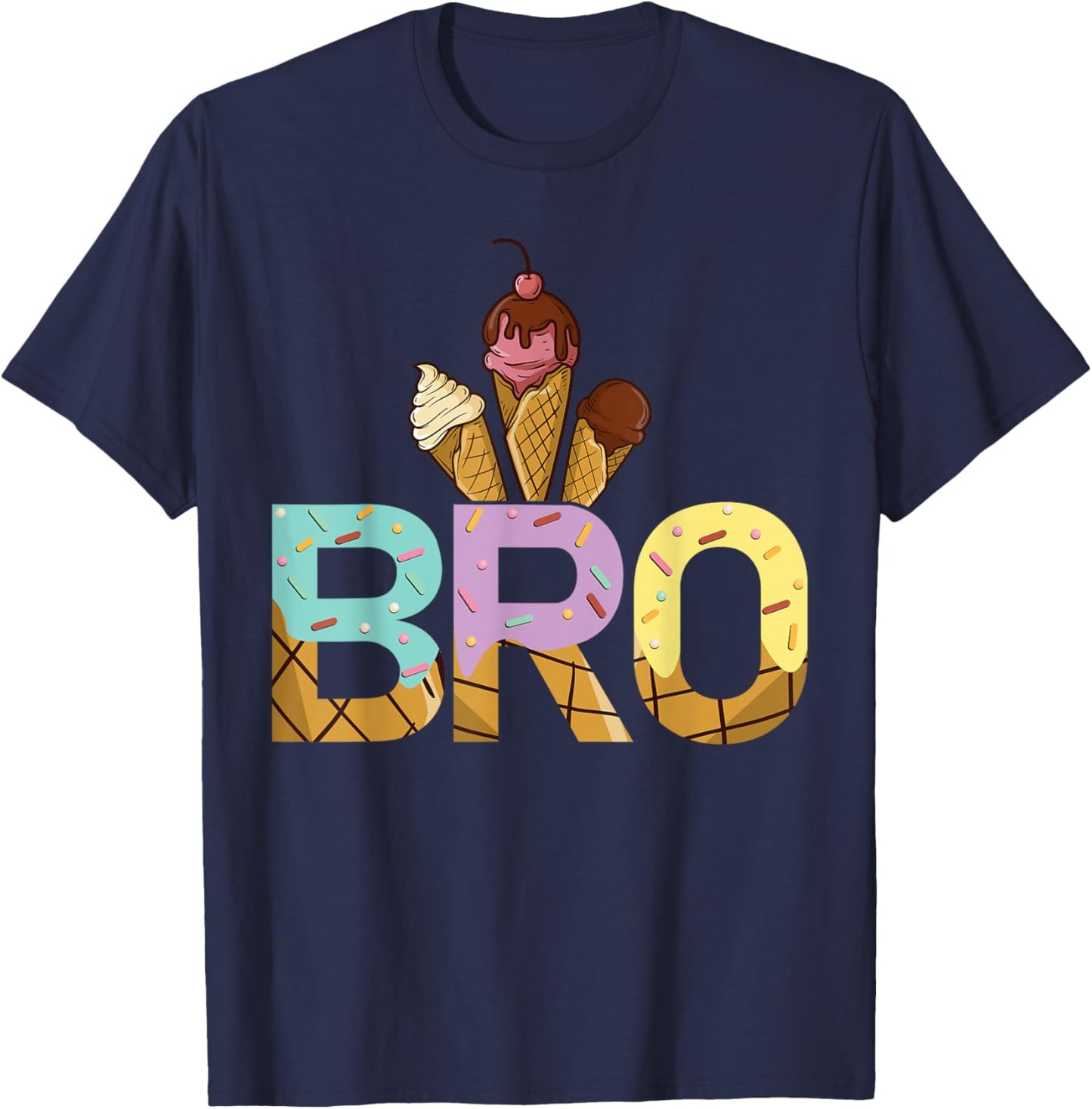 Brother Of The Sweet One Ice Cream 1st First Birthday Family T-Shirt - T-Shirt | Navy