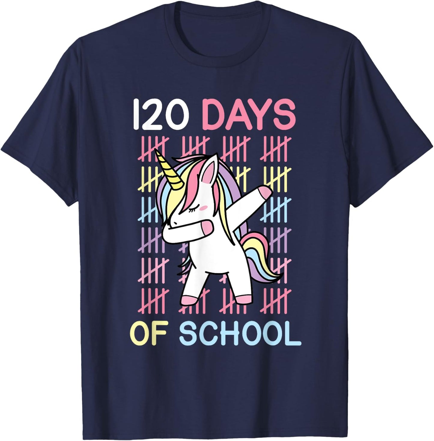 1st Grade 120 Days of School Unicorn Shirt Teacher Kids T-Shirt - T-Shirt | Navy