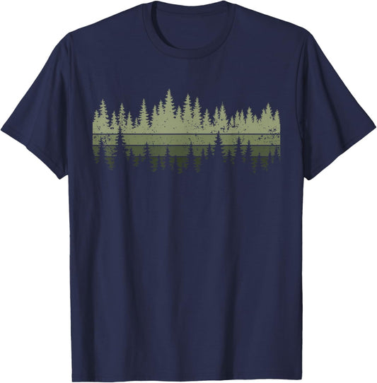 Outdoors Nature Forest Retro T-Shirt - T-Shirt | Navy