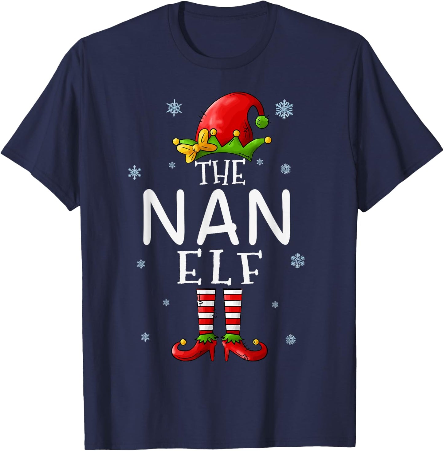 The NAN Elf Funny Grandma Xmas Groupe Matching Christmas T-Shirt - T-Shirt | Navy