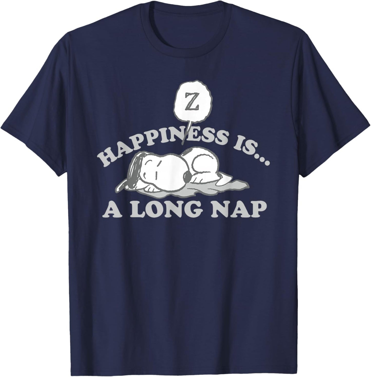 Peanuts Happiness Is A Long Nap Snoopy T-Shirt - T-Shirt | Navy