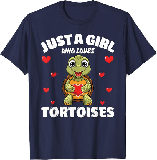 Just A Girl Who Loves Tortoises, Cute Tortoise Lovers T-Shirt - T-Shirt | Navy