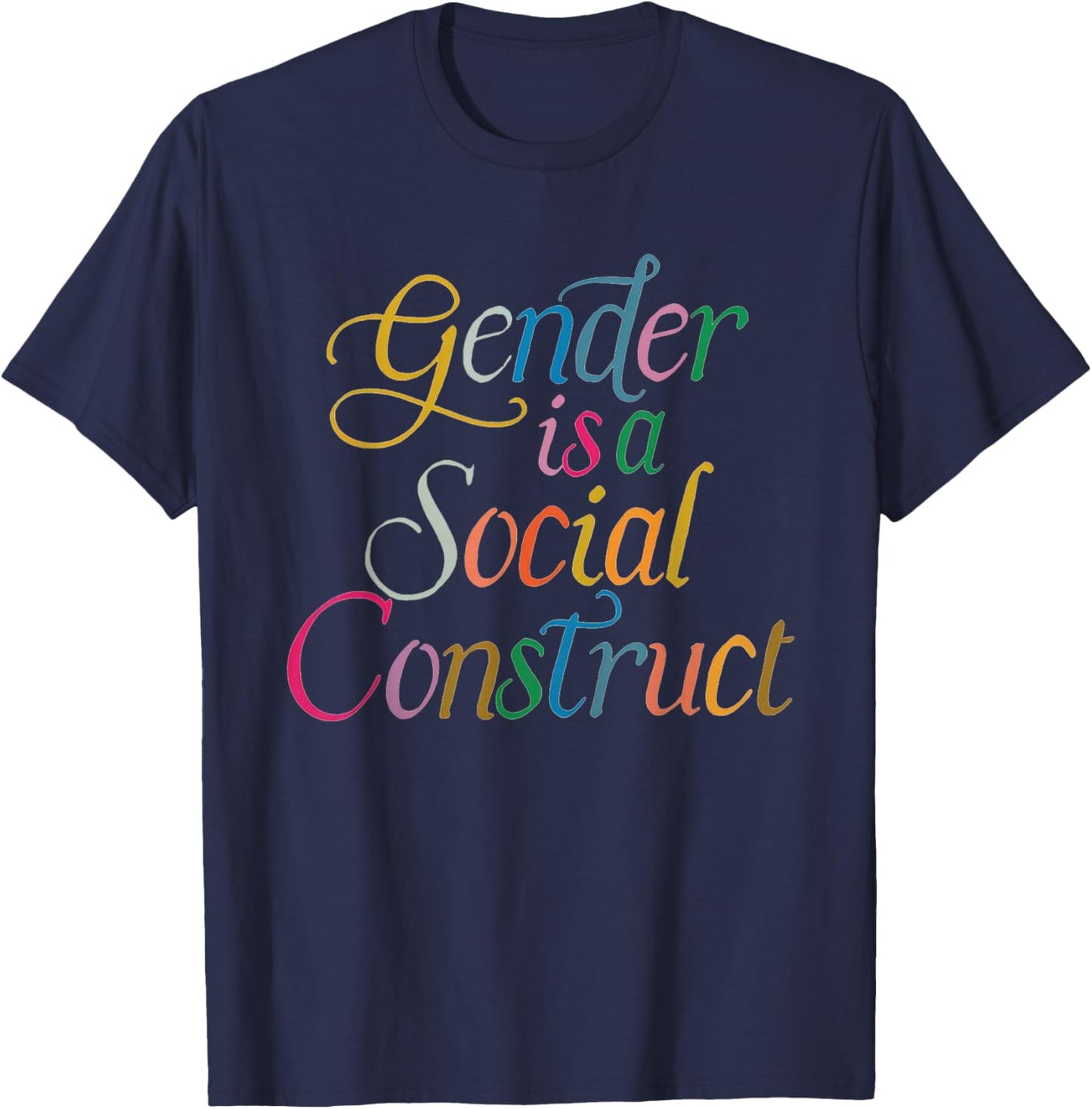 Gender Is A Social Construct Queer Non Binary Library Pride T-Shirt - T-Shirt | Navy
