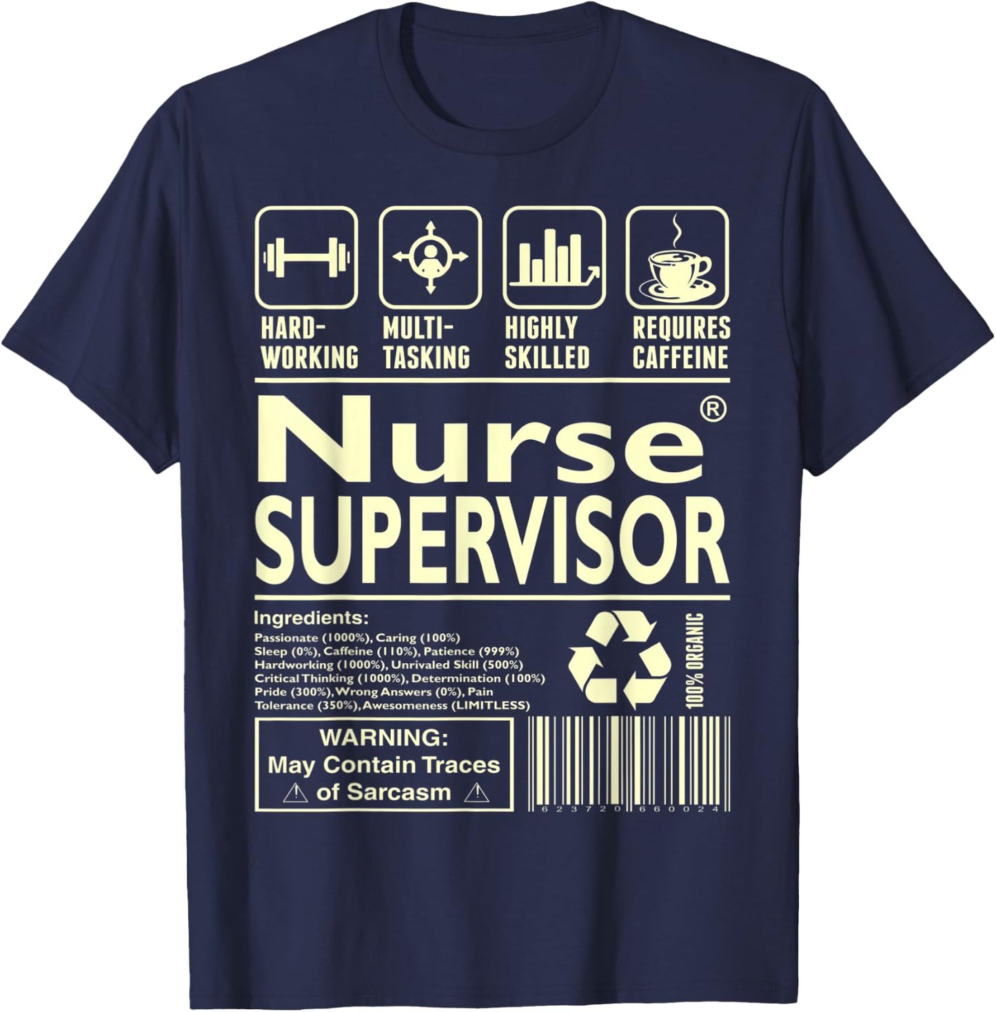 Hardworking Multitasking Nurse Supervisor T-Shirt - T-Shirt | Navy