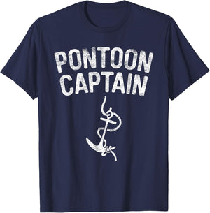 Pontoon Captain Shirt Men Women Anchor Boat Captain Skipper T-Shirt - T-Shirt | Navy