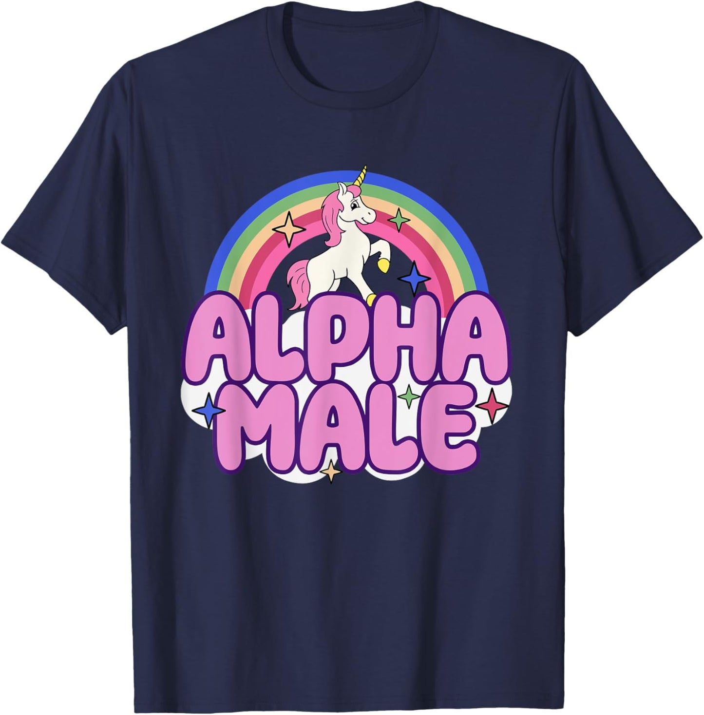 Alpha Male Unicorn Funny Sarcastic Ironic Weird Y2K Humor T-Shirt - T-Shirt | Navy