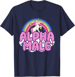 Alpha Male Unicorn Funny Sarcastic Ironic Weird Y2K Humor T-Shirt - T-Shirt | Navy