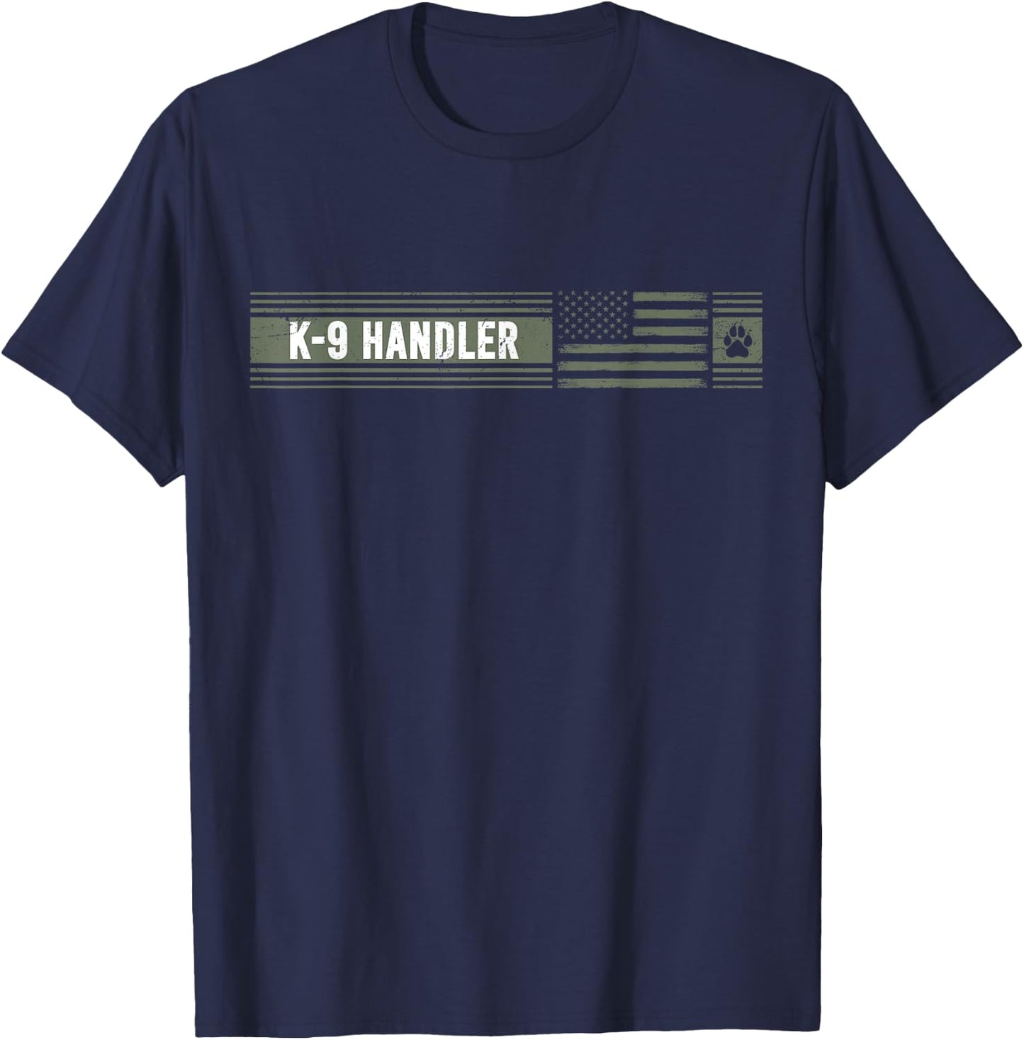 K-9 Handler K9 Unit Gift | Distressed | American Flag T-Shirt - T-Shirt | Navy