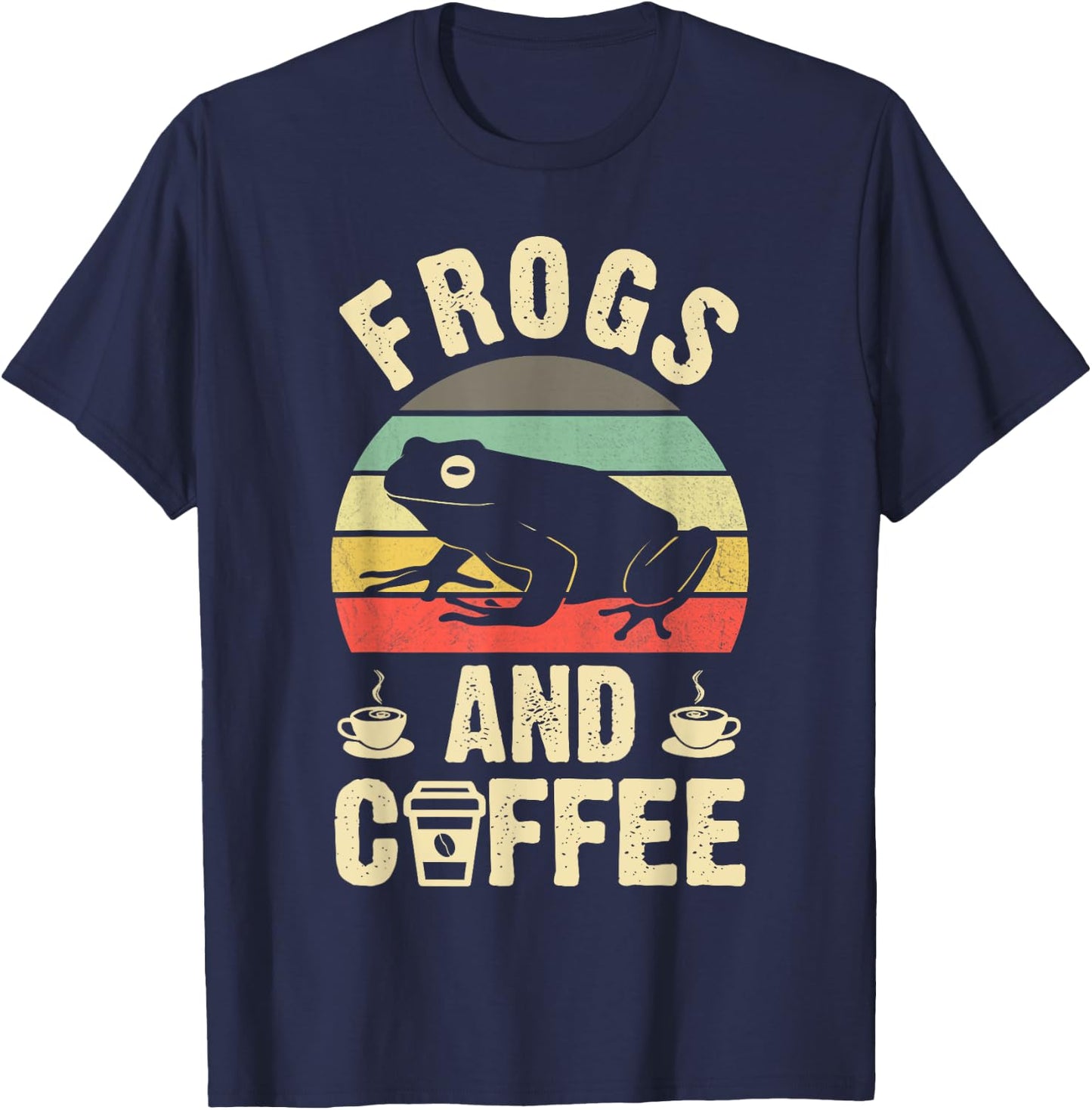 I like Frogs & Coffee Funny vintage Frog theme lover sea T-Shirt - T-Shirt | Navy