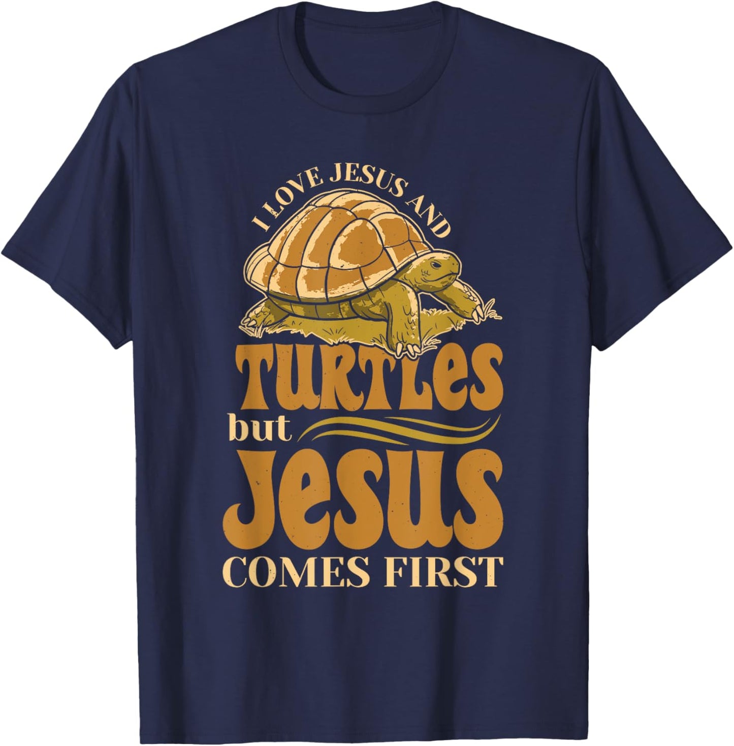 Turtles Lover Christian Religion Faith Jesus Catholic T-Shirt - T-Shirt | Navy