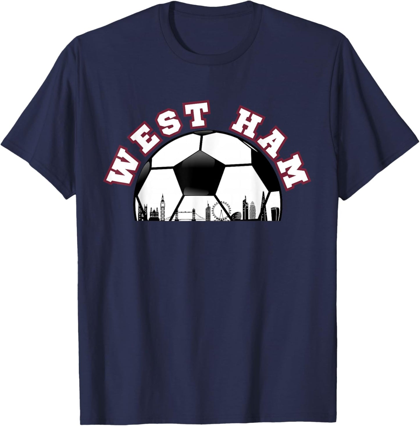 West Ham Shirt West Ham UK Cityscape Skyline T-Shirt - T-Shirt | Navy