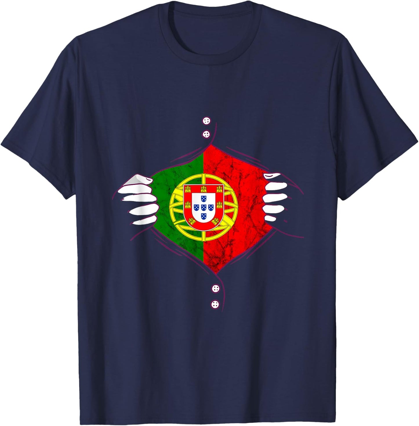 Portugal Flag Chest Portuguese Pride Portuguese Roots T-Shirt - T-Shirt | Navy