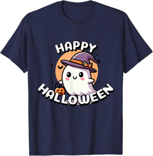 Cute Halloween Ghost for Boys and Girls , Black, S T-Shirt - T-Shirt | Navy