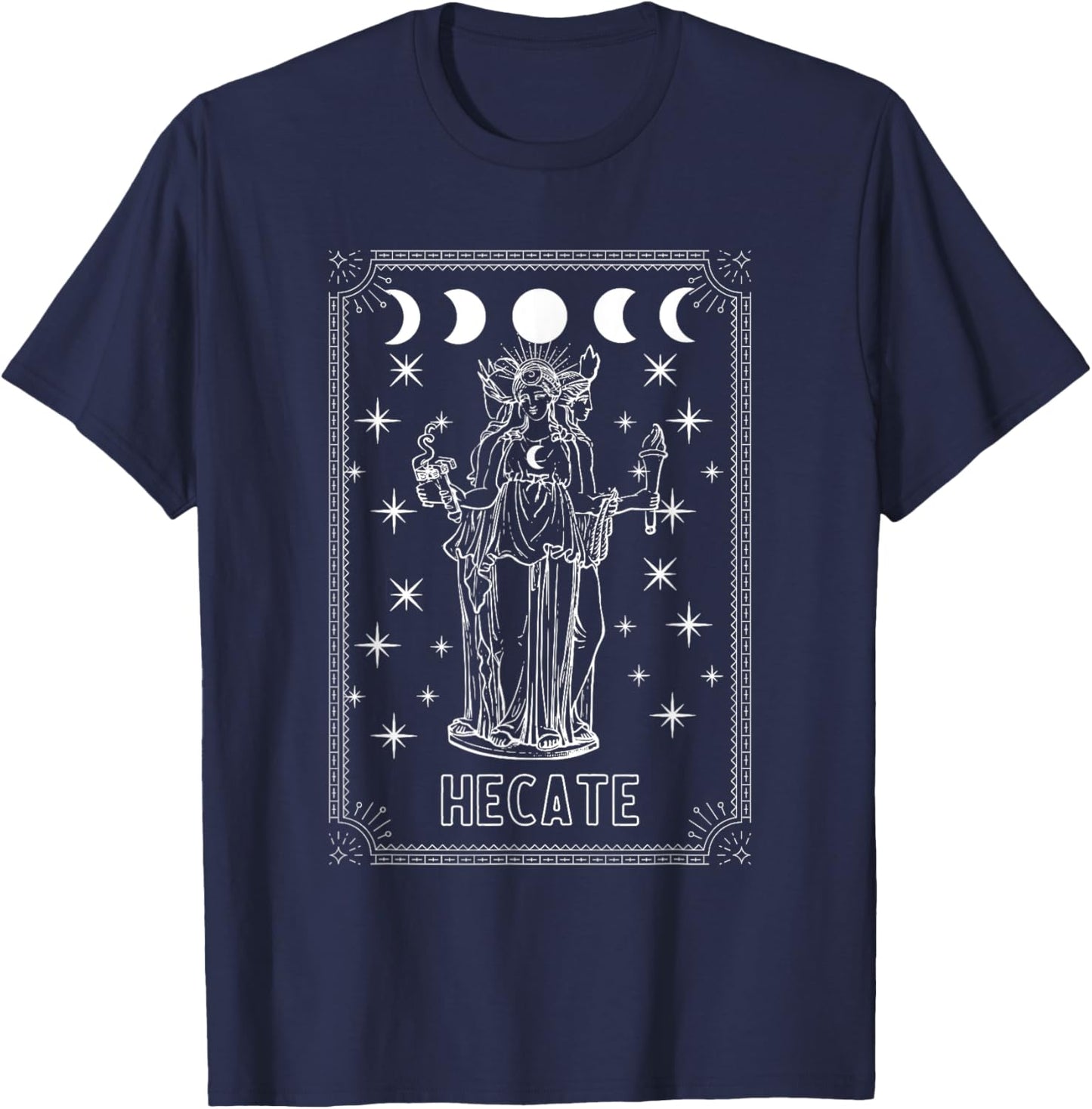 Triple Moon Goddess Tarot Card Wiccan Pagan Witch Hecate T-Shirt - T-Shirt | Navy