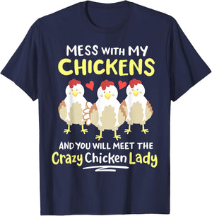 Backyard Crazy Chicken Lady Farmer T-Shirt - T-Shirt | Navy