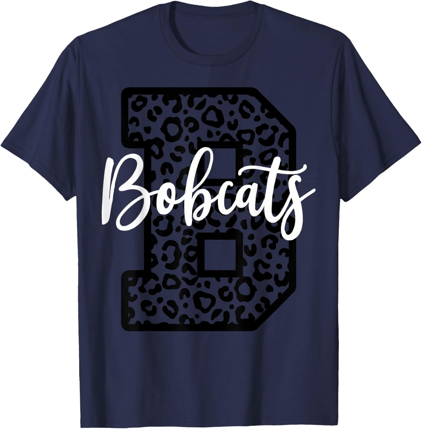 Bobcats School Spirit Leopard Sport Fan Game Day T-Shirt - T-Shirt | Navy