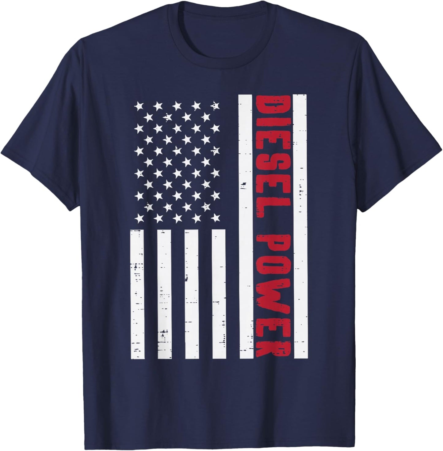 Diesel Power USA Flag Trucker Mechanic Cars Men Women Kids T-Shirt - T-Shirt | Navy
