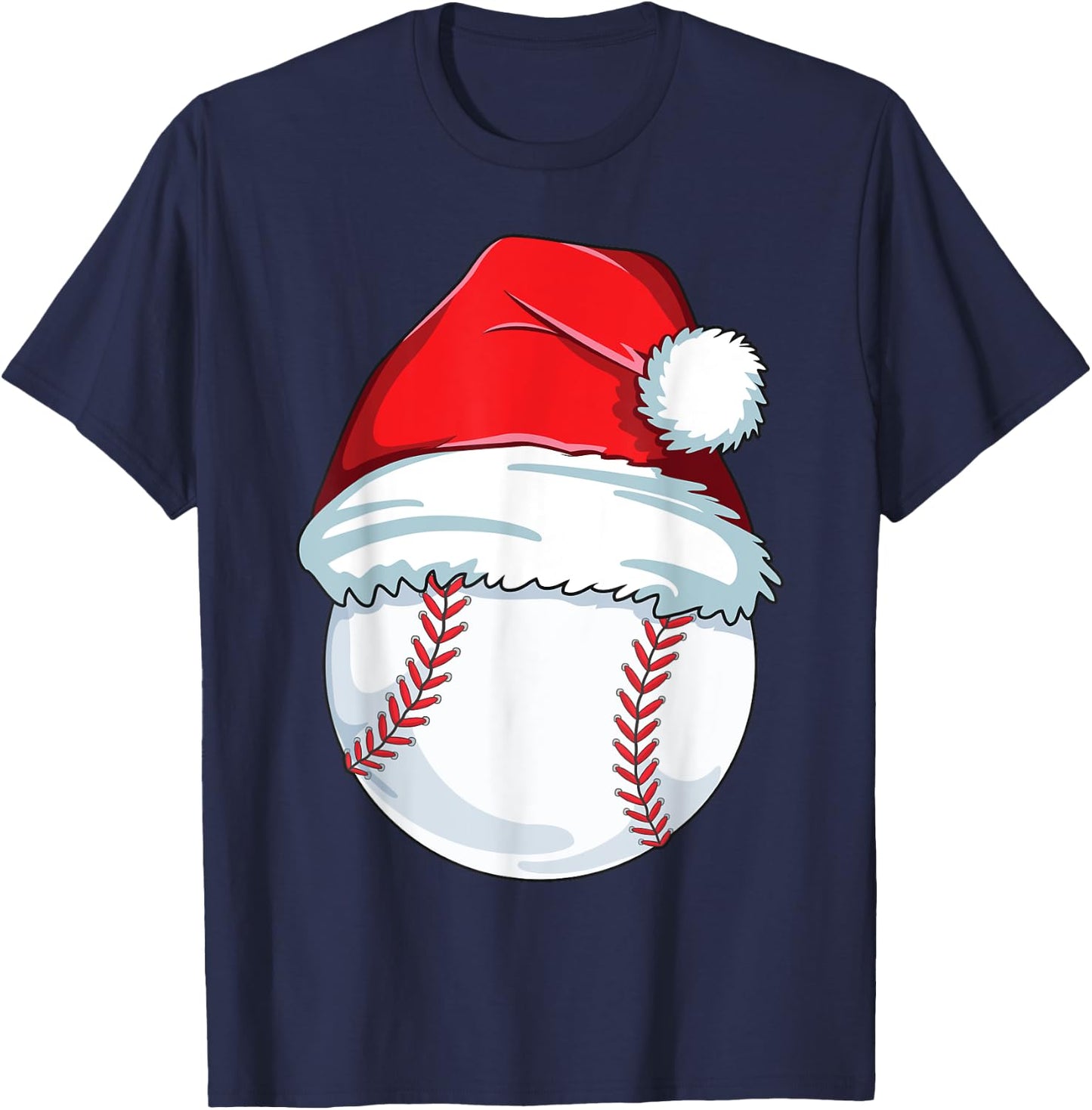Christmas Baseball Xmas Santa Hat Ball Kids Boys Men T-Shirt - T-Shirt | Navy