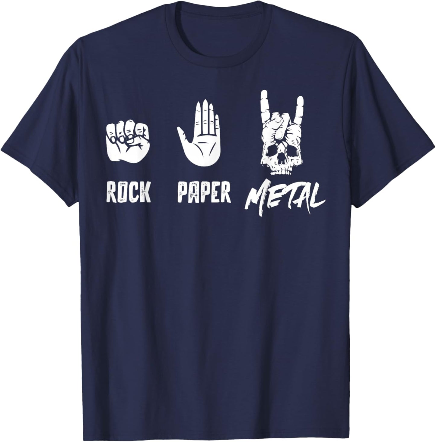 Rock Paper Metal - Heavy Metal Music T-Shirt - T-Shirt | Navy