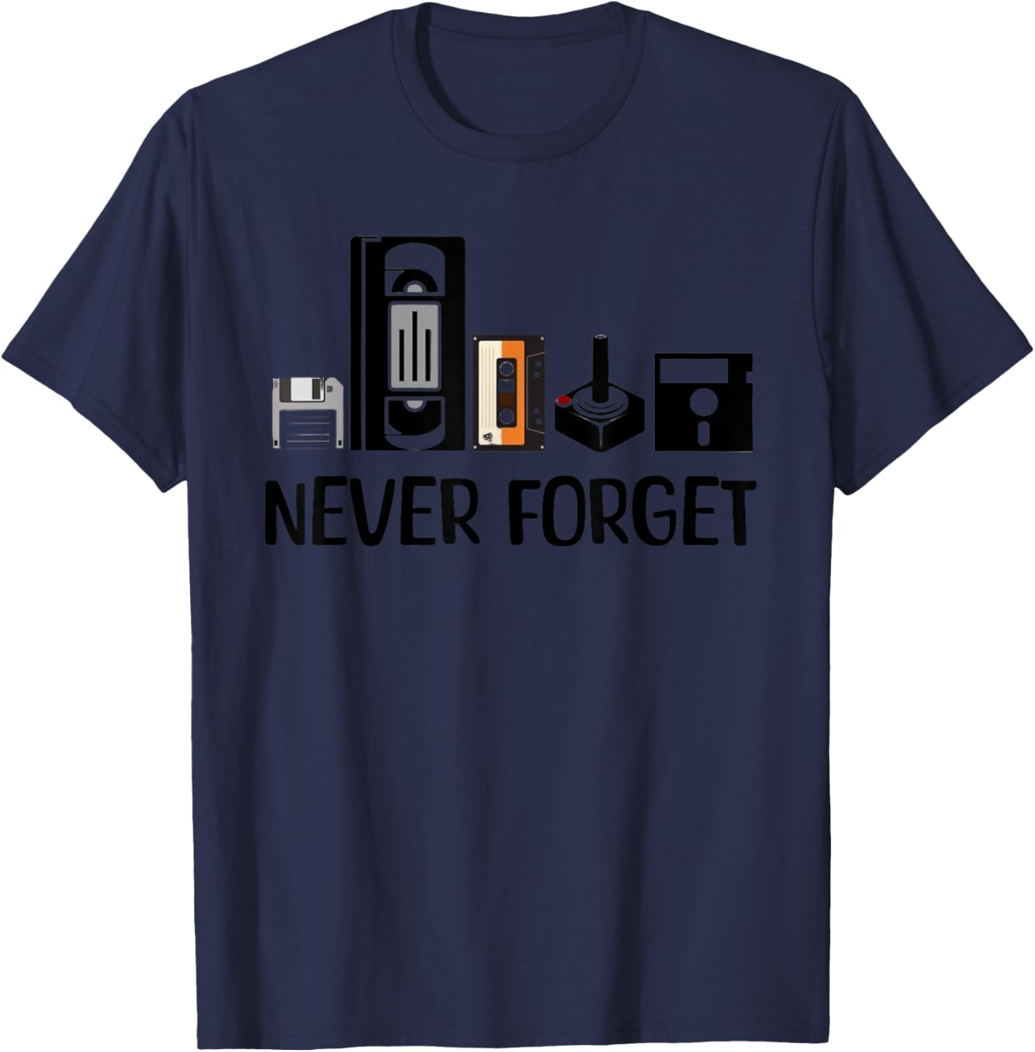 Never Forget Cassette Tape VHS Gamer Old School T-Shirt - T-Shirt | Navy