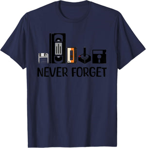 Never Forget Cassette Tape VHS Gamer Old School T-Shirt - T-Shirt | Navy