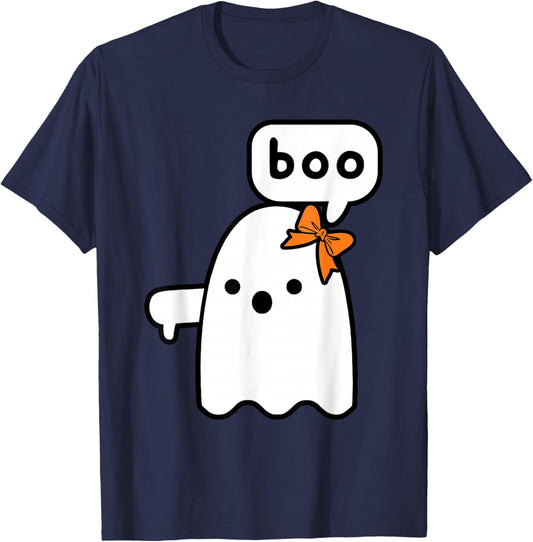 Thumbs Down Ghost Screaming Boo Ghost halloween Girls T-Shirt - T-Shirt | Navy