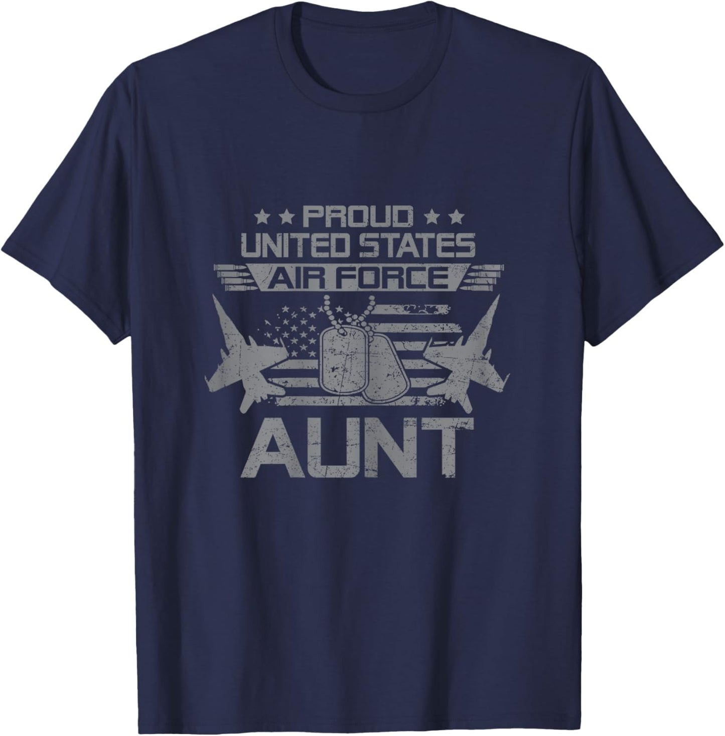 Proud Army US Air Force Aunt Flag USA Military Veteran T-Shirt - T-Shirt | Navy