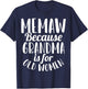Memaw Because Grandma is for Old Women Funny T-Shirt - T-Shirt | Navy