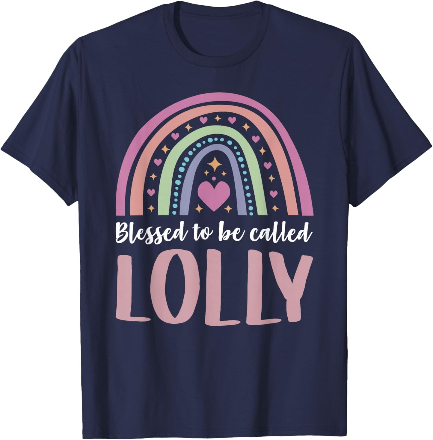 Lolly Shirt for Grandma Women Mothers Day Blessed Lolly T-Shirt - T-Shirt | Navy