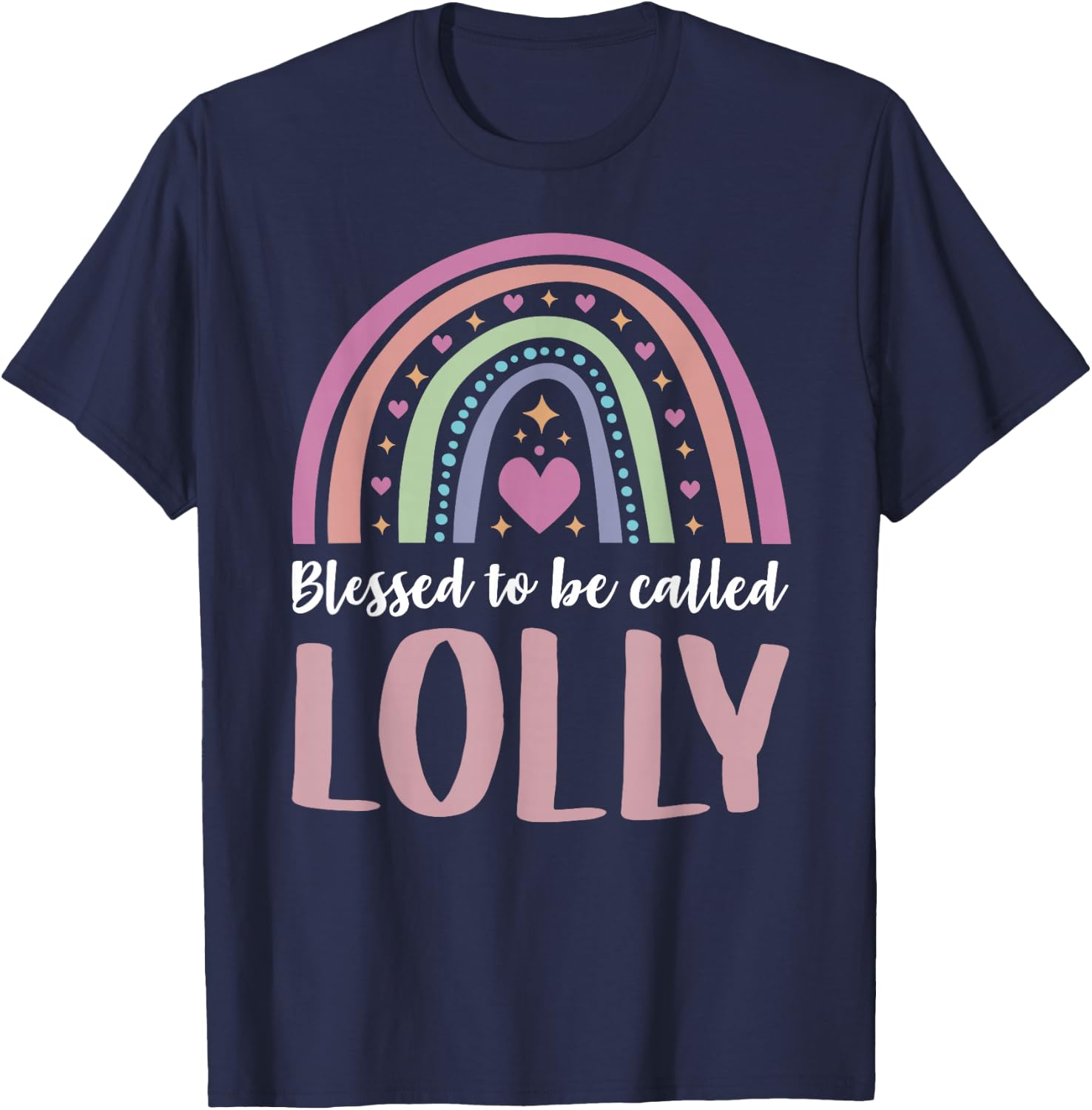 Lolly Shirt for Grandma Women Mothers Day Blessed Lolly T-Shirt - T-Shirt | Navy