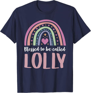 Lolly Shirt for Grandma Women Mothers Day Blessed Lolly T-Shirt - T-Shirt | Navy