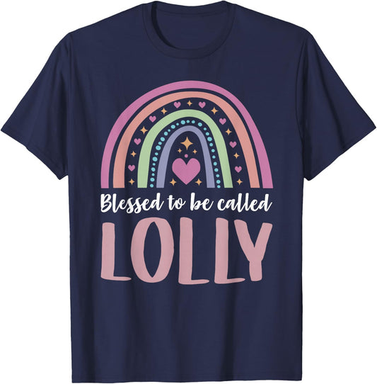 Lolly Shirt for Grandma Women Mothers Day Blessed Lolly T-Shirt - T-Shirt | Navy