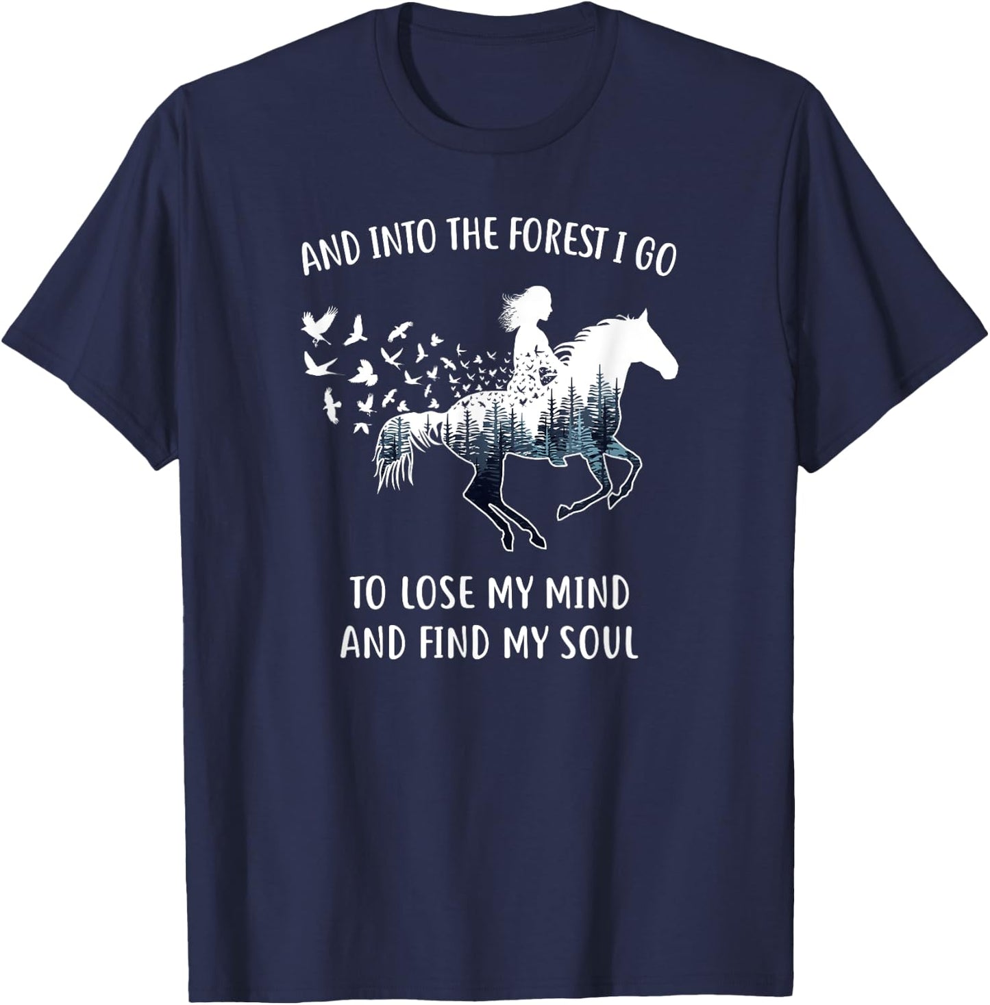 Horse Shirts : Into The Forest I Go Horse Riding T-Shirt - T-Shirt | Navy