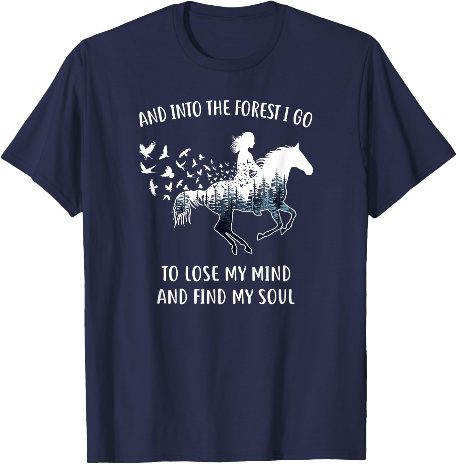 Horse Shirts : Into The Forest I Go Horse Riding T-Shirt - T-Shirt | Navy