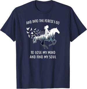 Horse Shirts : Into The Forest I Go Horse Riding T-Shirt - T-Shirt | Navy