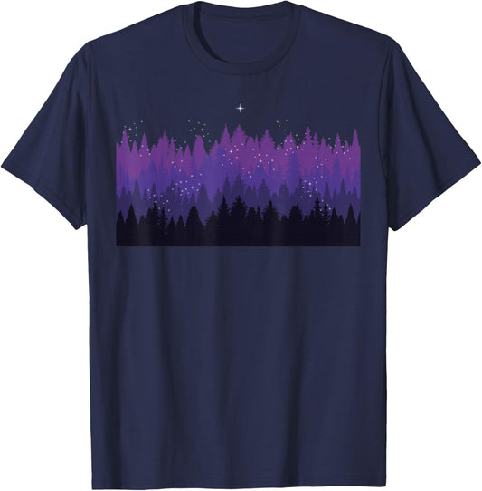 Firefly Nature Trees and Forest at Night with Glow Worms T-Shirt - T-Shirt | Navy
