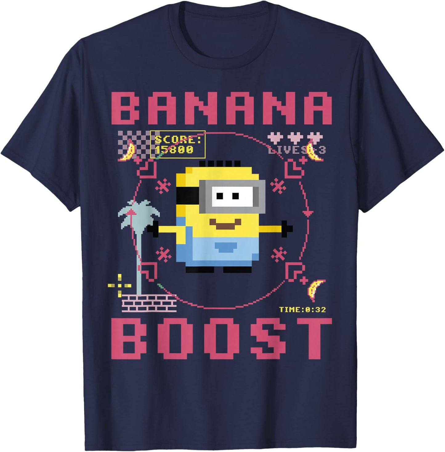 Despicable Me Minions 8-Bit Banana Boost Graphic T-Shirt - T-Shirt | Navy