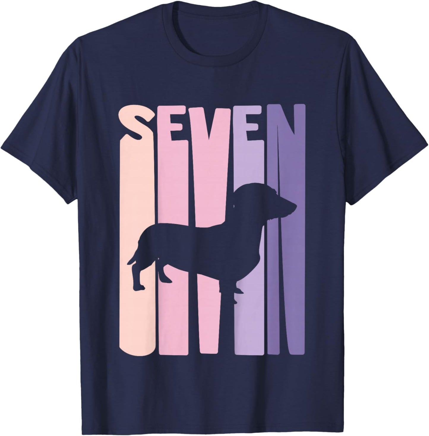 Kids 7 Year Old German Dachshund Lover Birthday Girl T-Shirt - T-Shirt | Navy