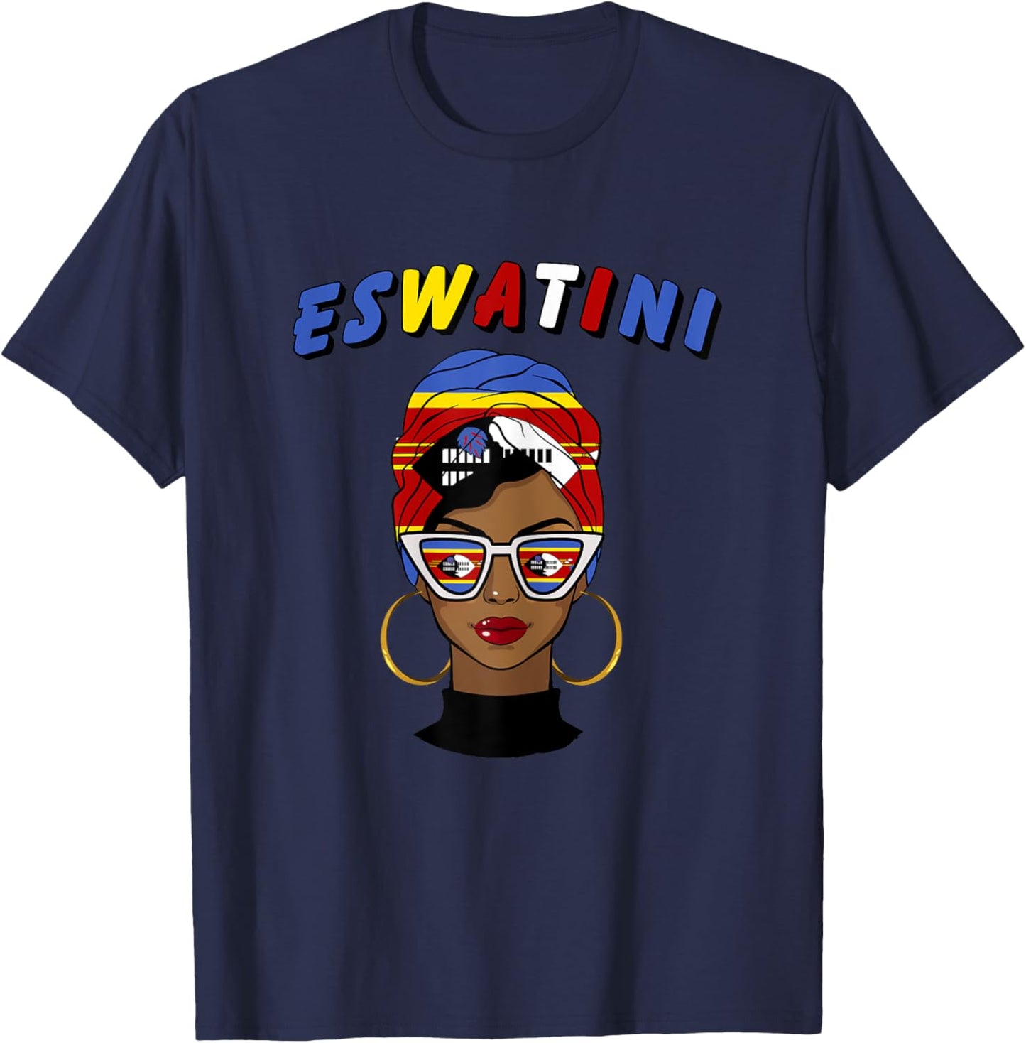 Eswatini , Eswatini Flag, Eswatini Girl, Eswatini Women T-Shirt - T-Shirt | Navy