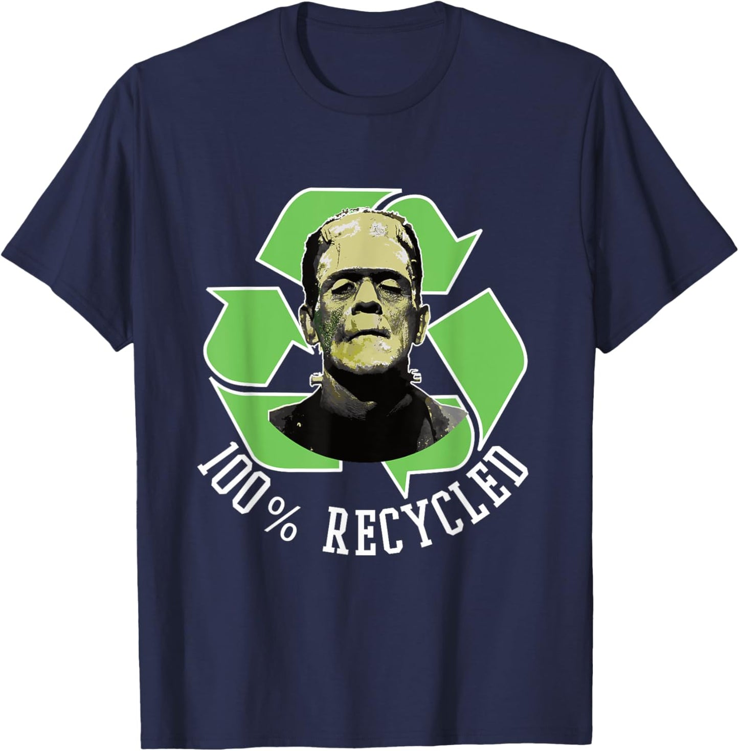 Frankenstein's Monster - 100% Recycled s Funny Halloween T-Shirt - T-Shirt | Navy