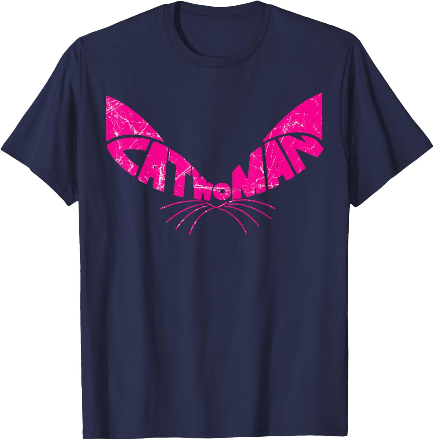 DC Catwoman Logo Ears Distressed T-Shirt - T-Shirt | Navy