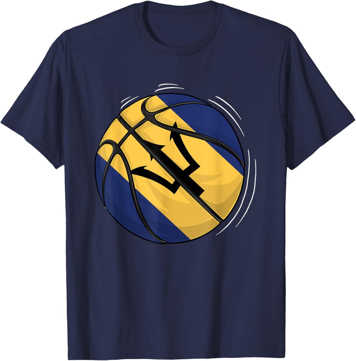 Basketball Ball With The Flag Of Barbados T-Shirt - T-Shirt | Navy
